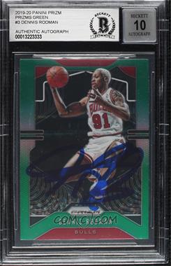 2019-20 Panini Prizm - [Base] - Green Prizm #3 - Dennis Rodman [BAS BGS Authentic]