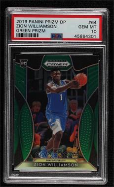 2019-20 Panini Prizm Draft Picks - [Base] - Green Prizm #64 - Zion Williamson [PSA 10 GEM MT]