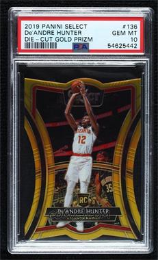 2019-20 Panini Select - [Base] - Gold Prizm #136 - Premier Level - De'Andre Hunter /10 [PSA 10 GEM MT]