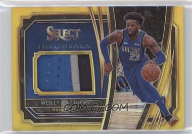 2019-20 Panini Select - Throwback Memorabilia - Gold Prizm #TM-WMT - Wesley Matthews /10