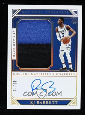 2019 Panini National Treasures Collegiate - [Base] - Gold #83 - College Materials Signatures - RJ Barrett /10