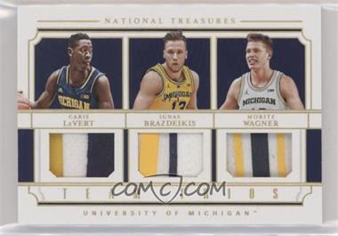 2019 Panini National Treasures Collegiate - Team Trios - Prime #5 - Caris LeVert, Ignas Brazdeikis, Moritz Wagner /5