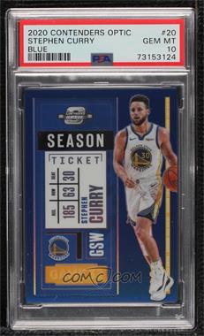 2020-21 Panini Contenders Optic - [Base] - Blue Prizm #20 - Season Ticket - Stephen Curry /99 [PSA 10 GEM MT]