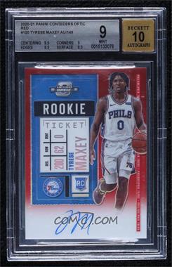 2020-21 Panini Contenders Optic - [Base] - Red Prizm #120.1 - Rookie Ticket - Tyrese Maxey /149 [BGS 9 MINT]