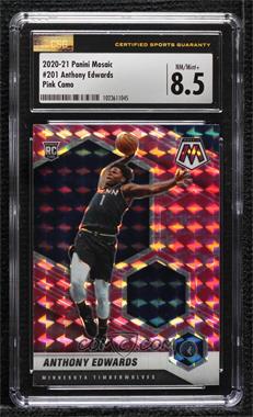 2020-21 Panini Mosaic - [Base] - Mosaic Camo Pink Prizm #201 - Rookie - Anthony Edwards [PSA 8.5 NM‑MT+]