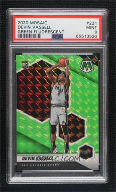 2020-21 Panini Mosaic - [Base] - Mosaic Green Fluorescent Prizm #221 - Rookie - Devin Vassell /10 [PSA 9 MINT]