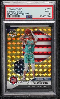 2020-21 Panini Mosaic - [Base] - Reactive Yellow Prizm #257 - National Pride - LaMelo Ball [PSA 9 MINT]