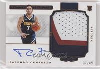 Rookie Patch Autographs - Facundo Campazzo #/49