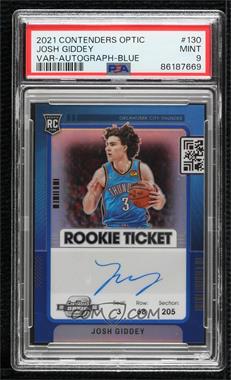 2021-22 Panini Contenders Optic - [Base] - Blue Prizm #130.2 - Rookie Ticket Variation - Josh Giddey /35 [PSA 9 MINT]