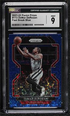 2021-22 Panini Prizm - [Base] - Fast Break Blue Prizm #113 - DeMar DeRozan /150 [CGC 9 Mint]