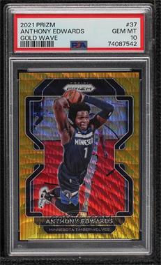 2021-22 Panini Prizm - [Base] - Gold Wave Prizm #37 - Anthony Edwards /10 [PSA 10 GEM MT]