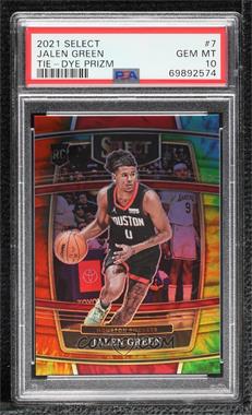 2021-22 Panini Select - [Base] - Tie-Dye Prizm #7 - Concourse - Jalen Green /25 [PSA 10 GEM MT]