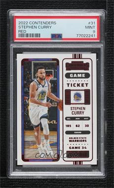 2022-23 Panini Contenders - [Base] - Red Game Ticket #31 - Stephen Curry [PSA 9 MINT]