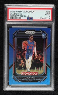 2022-23 Panini Prizm Monopoly - [Base] - Boardwalk Blue Prizm #26 - Jaden Ivey /15 [PSA 9 MINT]