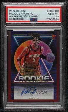 2022-23 Panini Recon - Rookie Recon Signatures - Red #RRS-PBC - Paolo Banchero /49 [PSA 10 GEM MT]