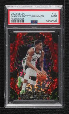 2022-23 Panini Select - [Base] - Red Disco Prizm #161 - Premier Level - Giannis Antetokounmpo /49 [PSA 9 MINT]