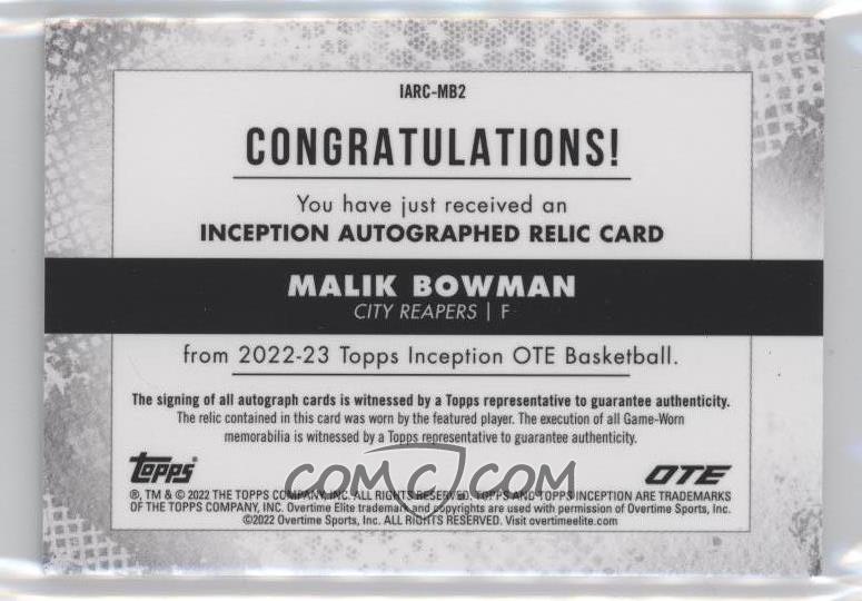 2022-23 Topps Inception OTE Overtime Elite - Inception Autographed ...