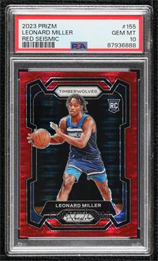 2023-24 Panini Prizm - [Base] - Red Seismic Prizm #155 - Leonard Miller /299 [PSA 10 GEM MT]