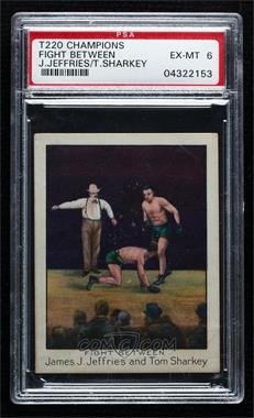 1910 ATC T220 Champion Athlete & Prize Fighter Series - Tobacco [Base] - Mecca Back #_JJTS - Fight Between James J. Jeffries and Tom Sharkey [PSA 6 EX‑MT]