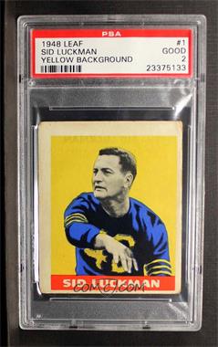 1948 Leaf - [Base] #1 - Sid Luckman (Yellow Background) [PSA 2 GOOD]