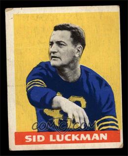 1948 Leaf - [Base] #1 - Sid Luckman (Yellow Background) [GOOD]