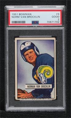 1951 Bowman - [Base] #4 - Norm Van Brocklin [PSA 2 GOOD]