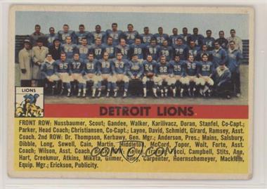 1956 Topps - [Base] #92 - Detroit Lions Team [Poor to Fair]