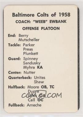 1959 APBA Football 1958 Season - [Base] #_BACO - Baltimore Colts Roster Card
