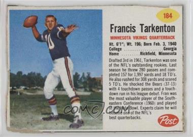 1962 Post - [Base] #184 - Francis Tarkenton [COMC RCR Poor]