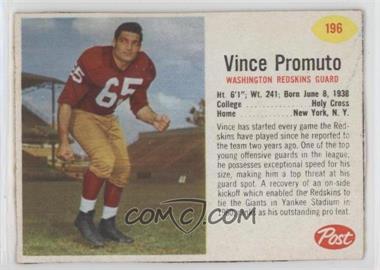 1962 Post - [Base] #196 - Vince Promuto