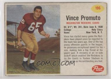 1962 Post - [Base] #196 - Vince Promuto