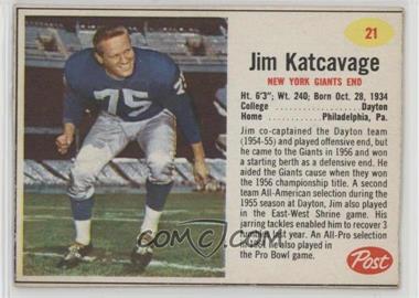 1962 Post - [Base] #21 - Jim Katcavage [Poor to Fair]