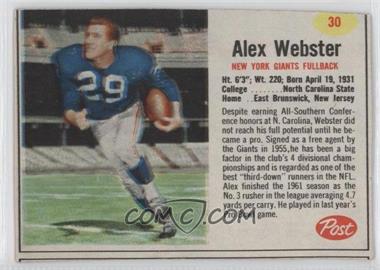 1962 Post - [Base] #30 - Alex Webster [Good to VG‑EX]