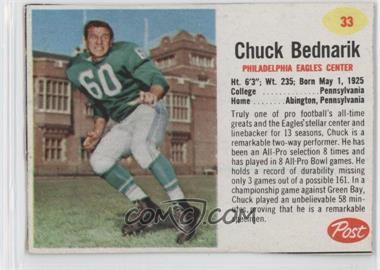 1962 Post - [Base] #33 - Chuck Bednarik [Good to VG‑EX]