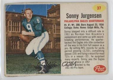 1962 Post - [Base] #37 - Sonny Jurgensen [Poor to Fair]