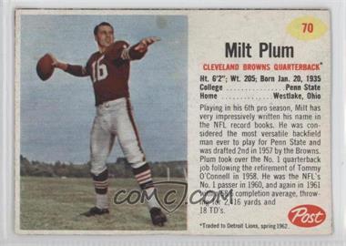 1962 Post - [Base] #70 - Milt Plum [Authentic]