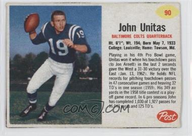 1962 Post - [Base] #90 - Johnny Unitas