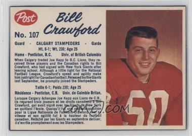 1962 Post Cereal CFL - [Base] #107.2 - Bill Crawford