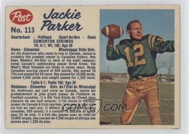 1962 Post Cereal CFL - [Base] #113.2 - Jackie Parker (hand-cut)