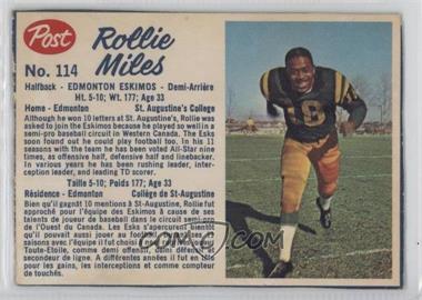 1962 Post Cereal CFL - [Base] #114.2 - Rollie Miles (Perforated) [Good to VG‑EX]