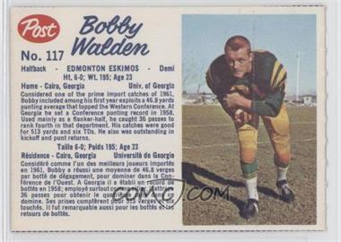 1962 Post Cereal CFL - [Base] #117.1 - Bobby Walden (perforated) [Authentic]