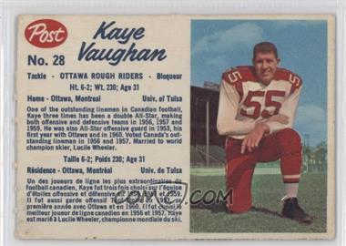 1962 Post Cereal CFL - [Base] #28.1 - Kaye Vaughan (Perforated) [Poor to Fair]