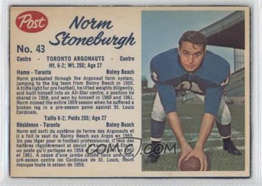 1962 Post Cereal CFL - [Base] #43.2 - Norm Stoneburgh