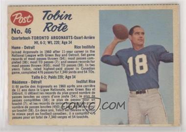 1962 Post Cereal CFL - [Base] #46.1 - Tobin Rote (perforated) [Good to VG‑EX]
