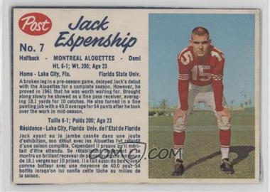 1962 Post Cereal CFL - [Base] #7.2 - Jack Espenship [Good to VG‑EX]