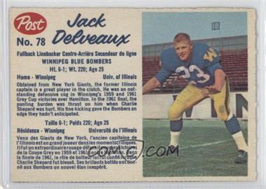 1962 Post Cereal CFL - [Base] #78.1 - Jack Delveaux (perforated)
