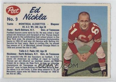 1962 Post Cereal CFL - [Base] #9.1 - Ed Nickla (perforated)