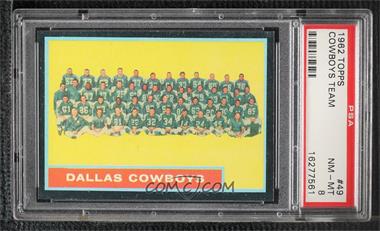 1962 Topps - [Base] #49 - Dallas Cowboys Team [PSA 8 NM‑MT]