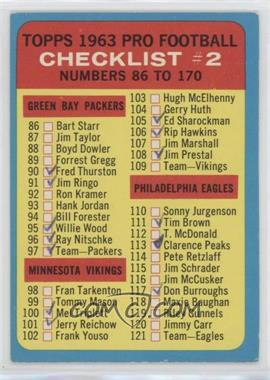 1963 Topps - [Base] #170 - Pro Football Checklist #2 [Poor to Fair]