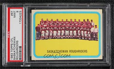 1963 Topps CFL - [Base] #67 - Saskatchewan Roughriders (CFL) Team [PSA 9 MINT]